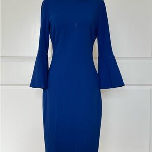 Calvin Klein Royal Blue Bell-Sleeve Sheath Dress